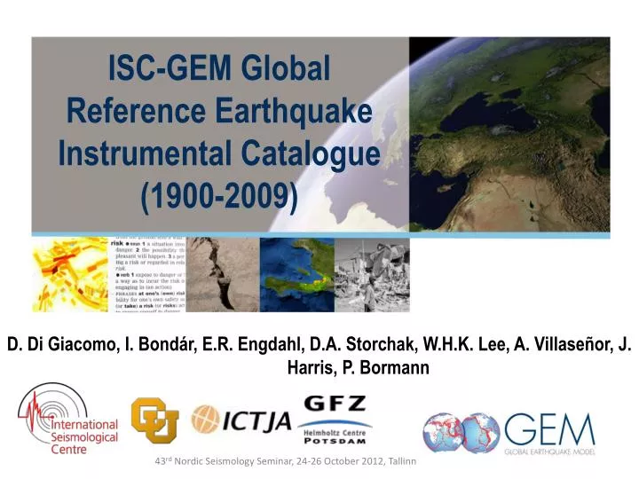 isc gem global reference earthquake instrumental catalogue 1900 2009