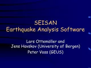 SEISAN Earthquake Analysis Software