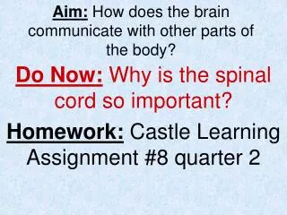 Aim: How does the brain communicate with other parts of the body?