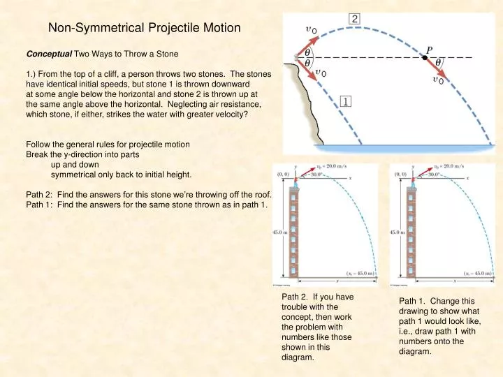 non symmetrical projectile motion