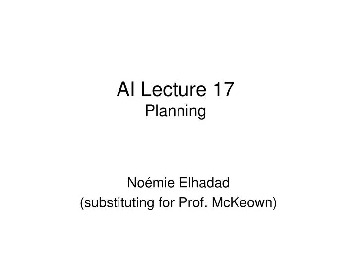 ai lecture 17 planning