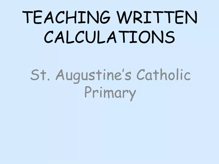 teaching written calculations