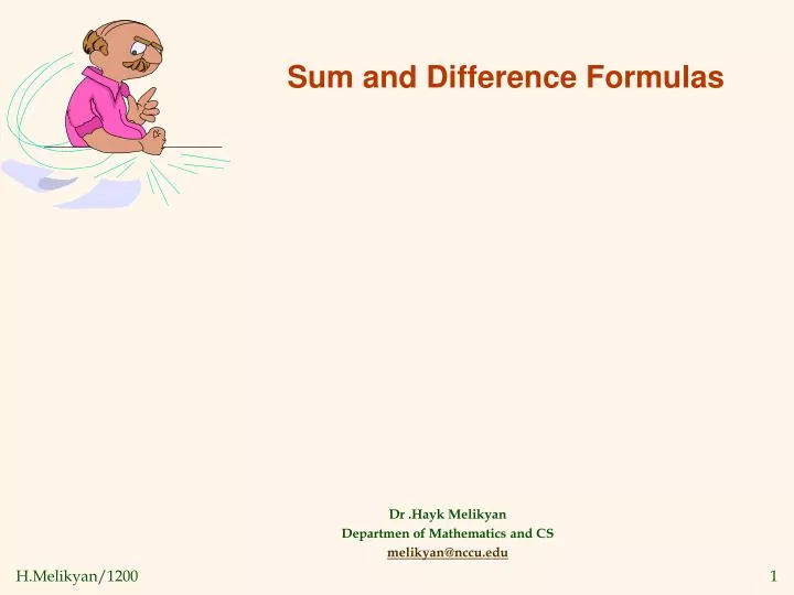 sum and difference formulas