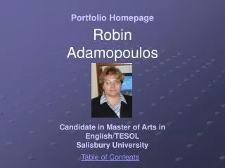Candidate in Master of Arts in English/TESOL Salisbury University