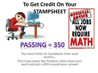 To Get Credit On Your STAMPSHEET