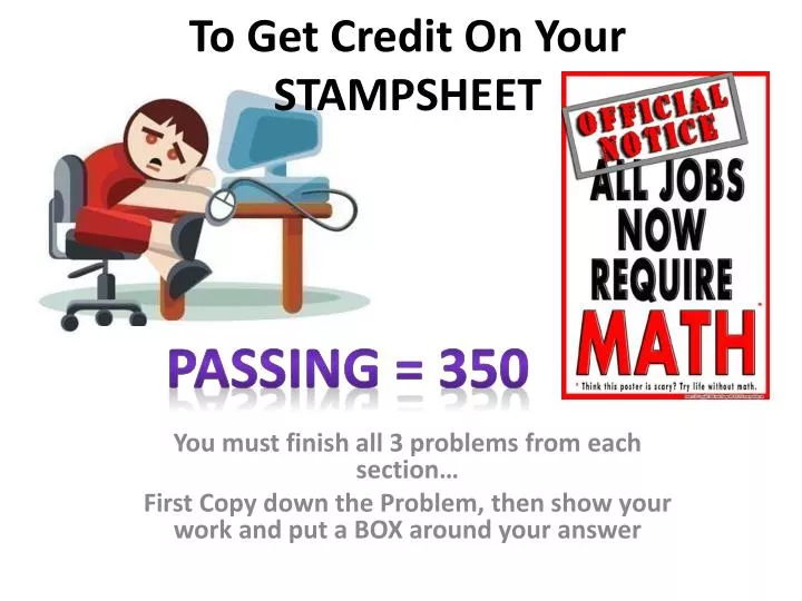 to get credit on your stampsheet