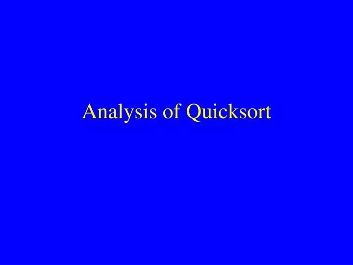 analysis of quicksort