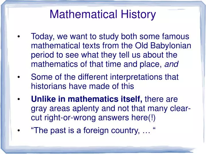 mathematical history