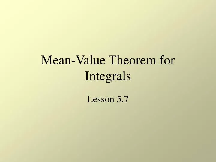 mean value theorem for integrals
