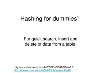 Hashing for dummies 1