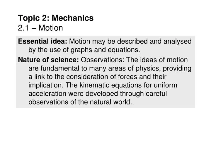topic 2 mechanics 2 1 motion