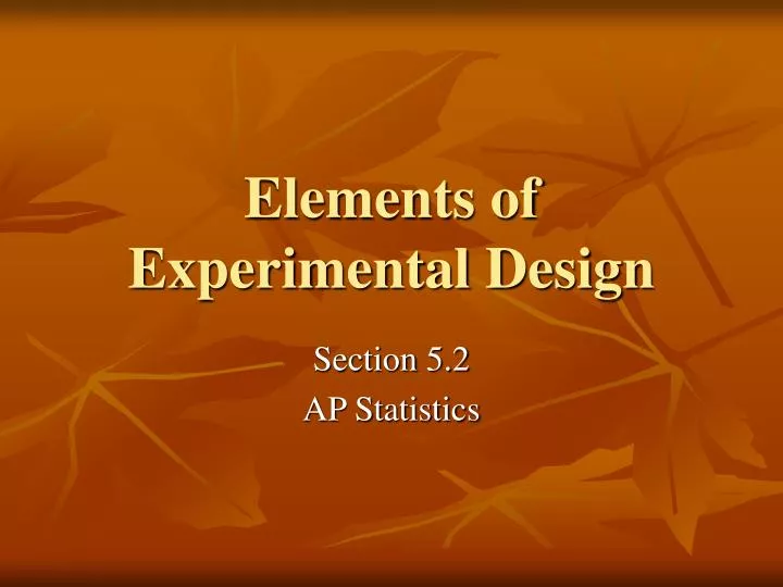 elements of experimental design