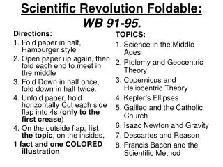 Scientific Revolution Foldable: WB 91-95.