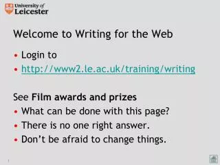 Welcome to Writing for the Web