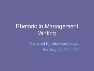 Rhetoric in Management Writing