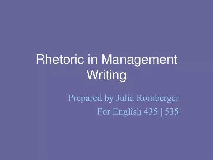 rhetoric in management writing