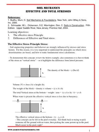 Soil mechanics Effective and total stresses