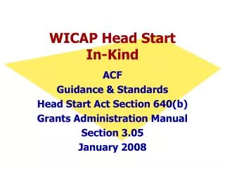 WICAP Head Start In-Kind