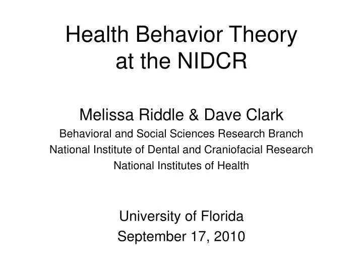 health behavior theory at the nidcr