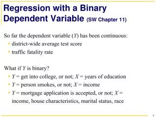 Regression with a Binary Dependent Variable (SW Chapter 11)