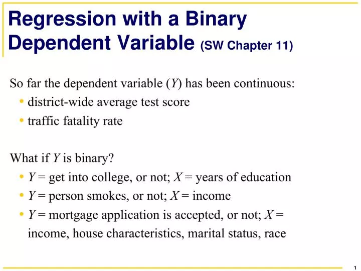regression with a binary dependent variable sw chapter 11