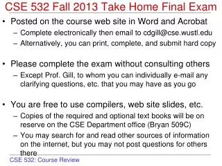 CSE 532 Fall 2013 Take Home Final Exam