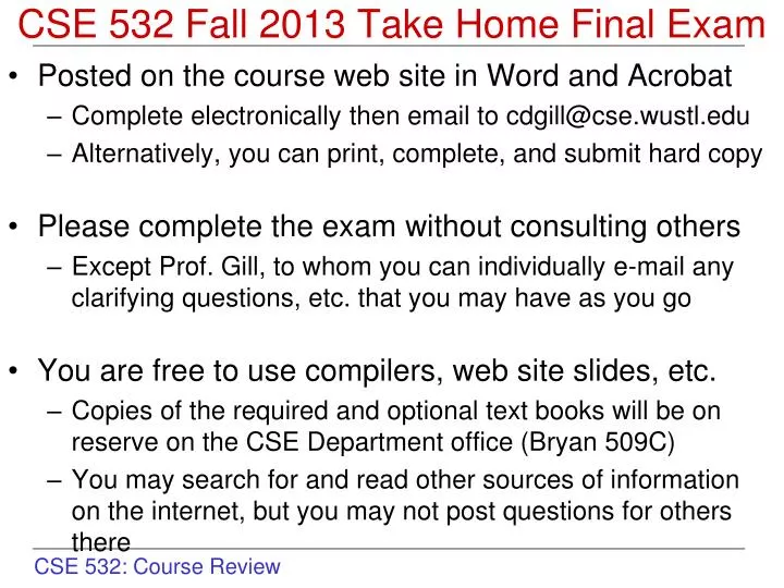 cse 532 fall 2013 take home final exam