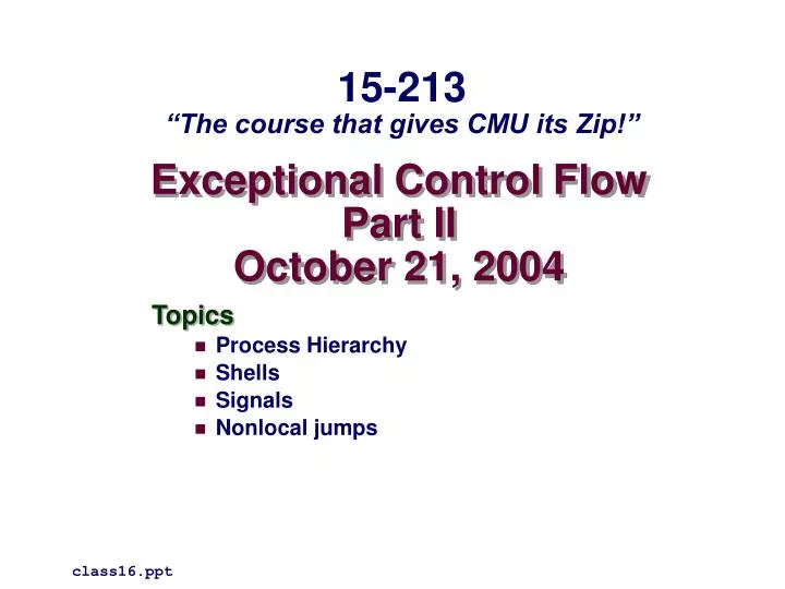 exceptional control flow part ii october 21 2004