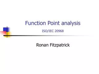 Function Point analysis ISO/IEC 20968