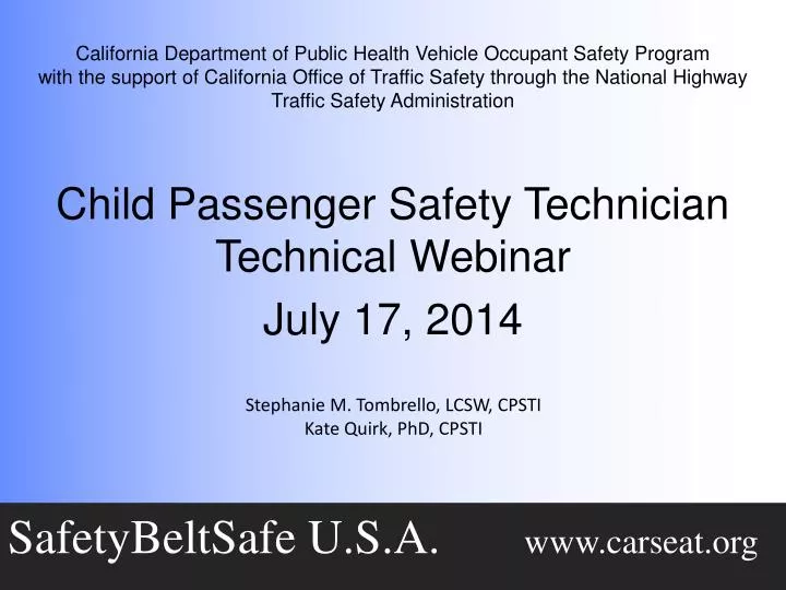 child passenger safety technician technical webinar july 17 2014