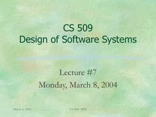 CS 509 Design of Software Systems
