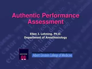 Authentic Performance Assessment