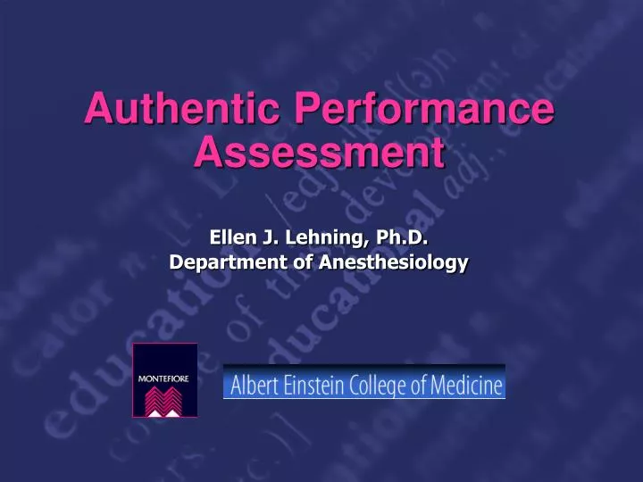 authentic performance assessment