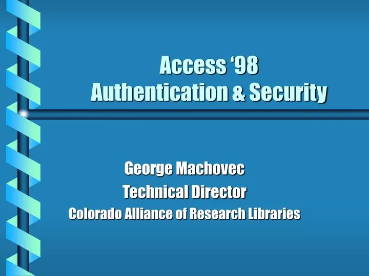 access 98 authentication security