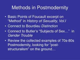Methods in Postmodernity