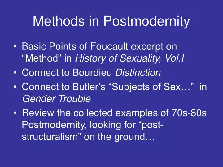 methods in postmodernity