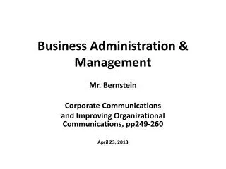 Business Administration &amp; Management