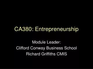 CA380: Entrepreneurship