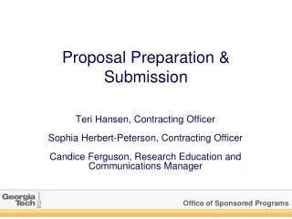 Proposal Preparation &amp; Submission