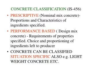 CONCRETE CLASSIFICATION (IS-456)