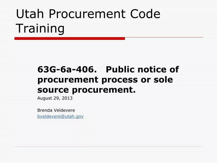 utah procurement code training
