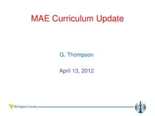 MAE Curriculum Update