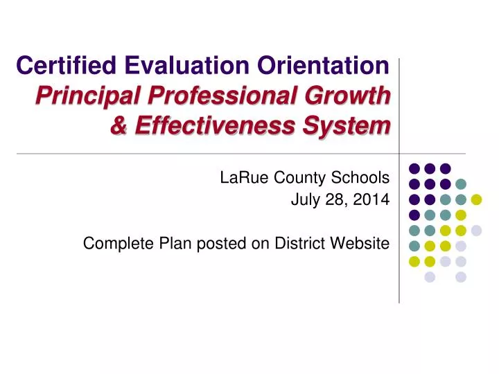 certified evaluation orientation principal professional growth effectiveness system