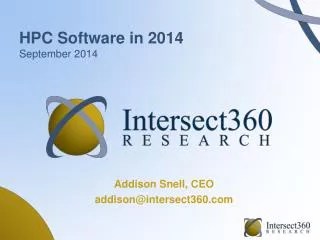 HPC Software in 2014 September 2014