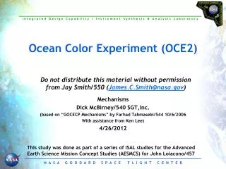 Ocean Color Experiment (OCE2)