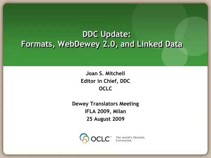 ddc update formats webdewey 2 0 and linked data