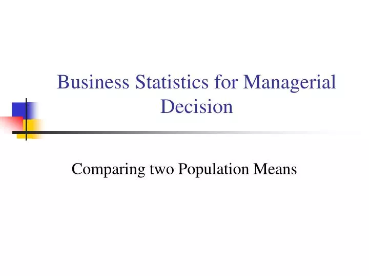 business statistics for managerial decision