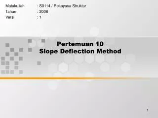 Pertemuan 10 Slope Deflection Method
