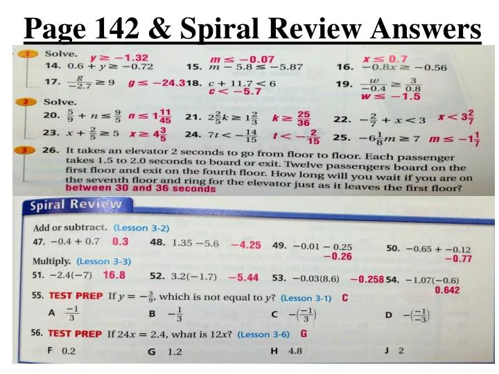 page 142 spiral review answers
