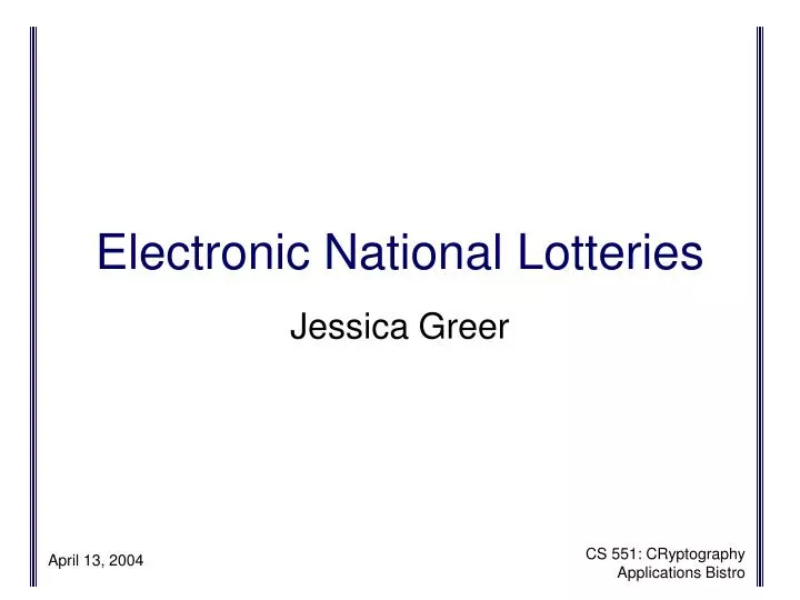 electronic national lotteries